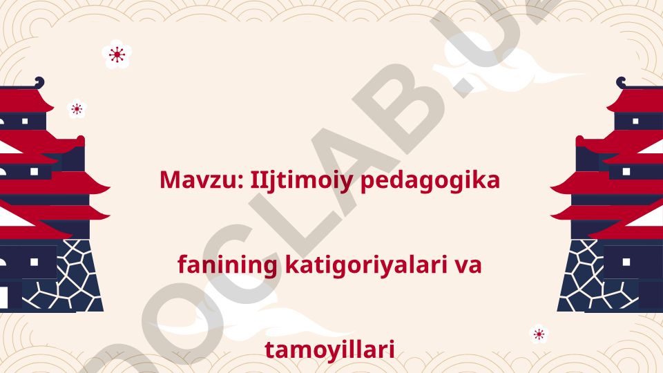 Ijtimoiy pedagogika fanining kategoriyalari va tamoyillari