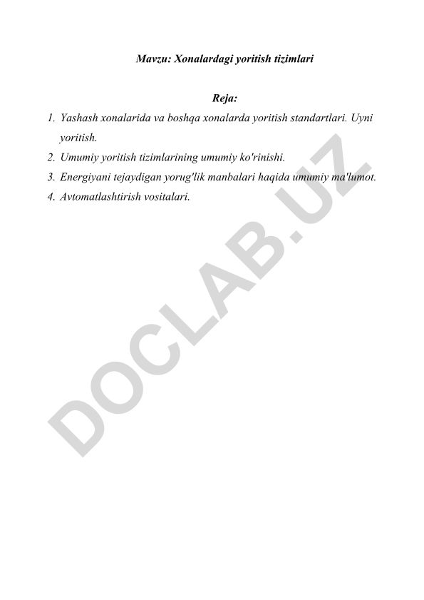 Xonalardagi yoritish tizimlari