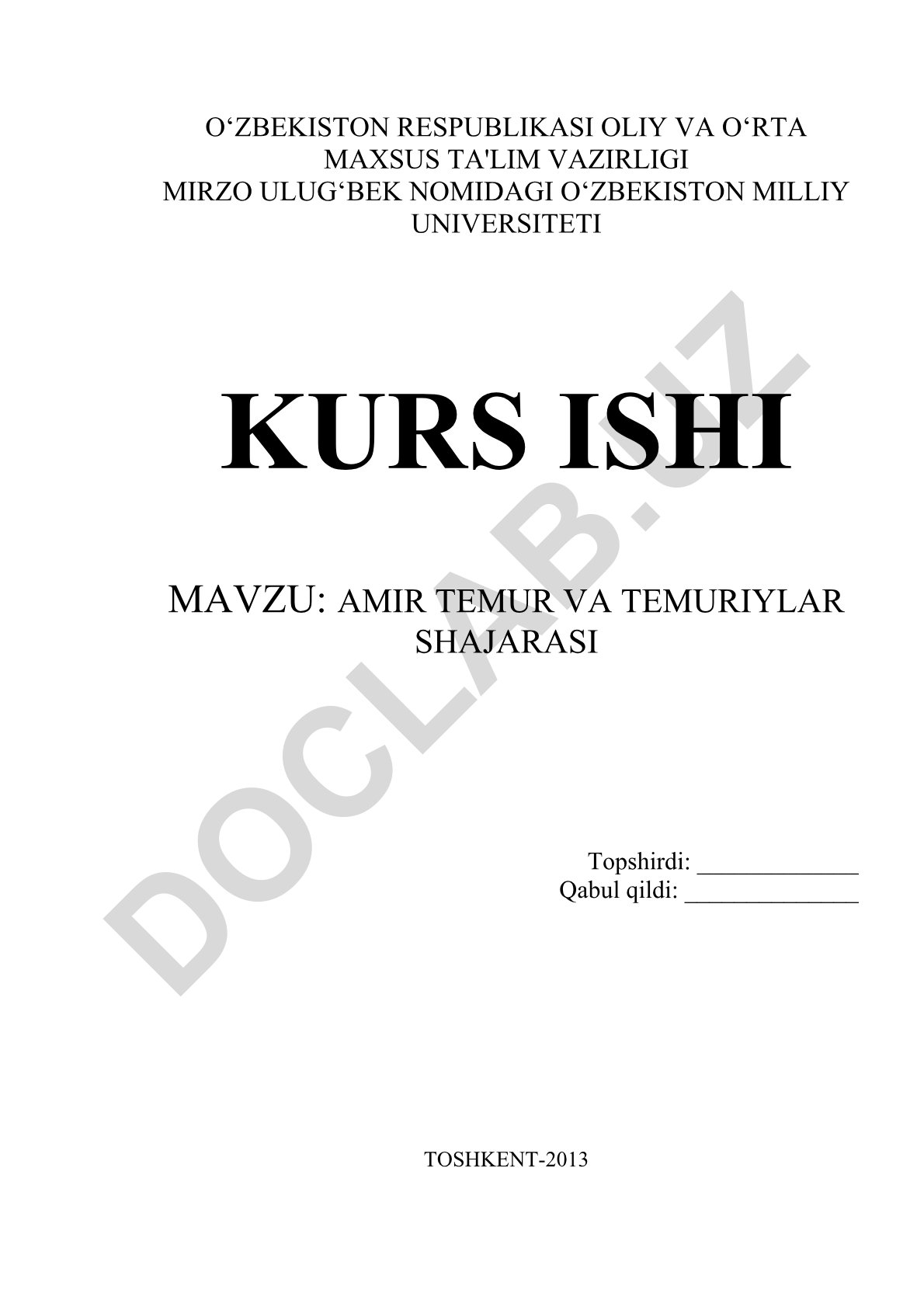 Amir Temur va Temuriylar shajarasi