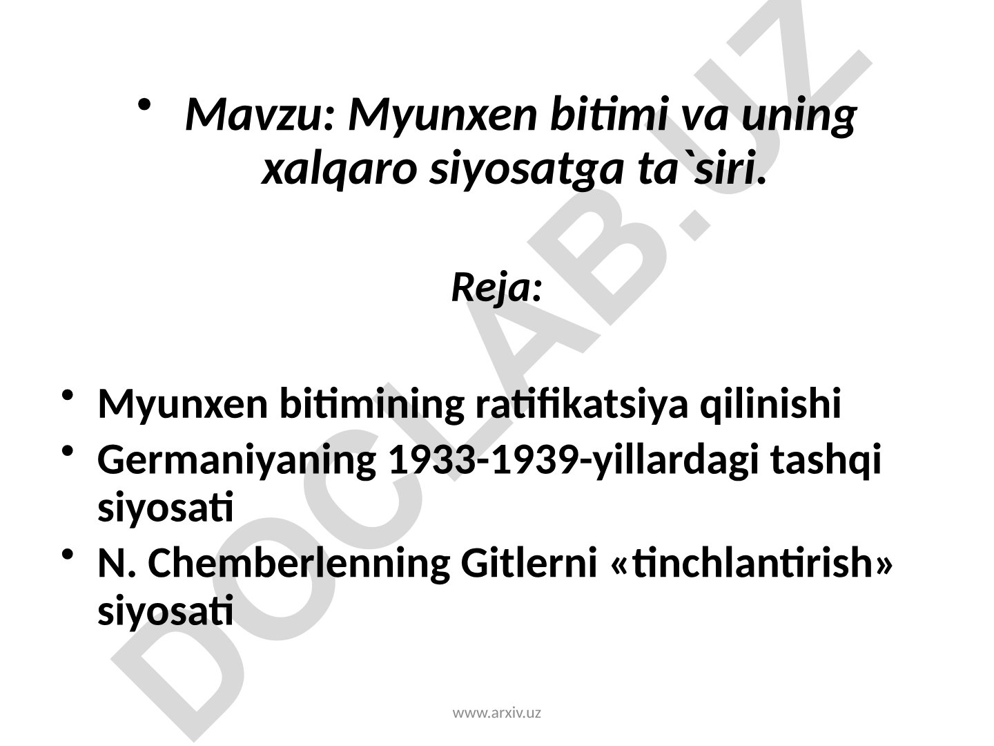 Myunxen bitimi va uning xalqaro siyosatga ta'siri