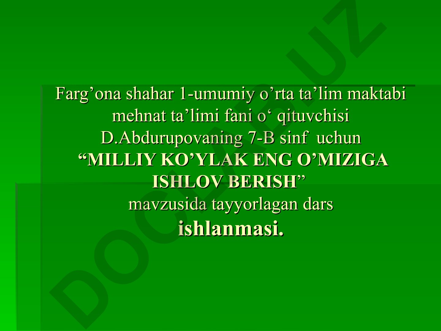 MILLIY KO'YLAK ENG O'MIZIGA ISHLOV BERISH
