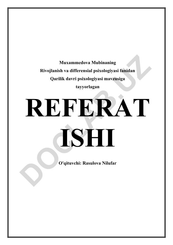 Qarilik davri psixologiyasi