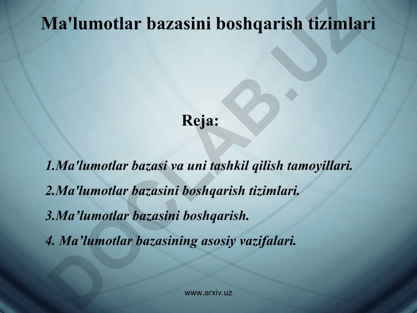 Ma'lumotlar bazasini boshqarish tizimlari
