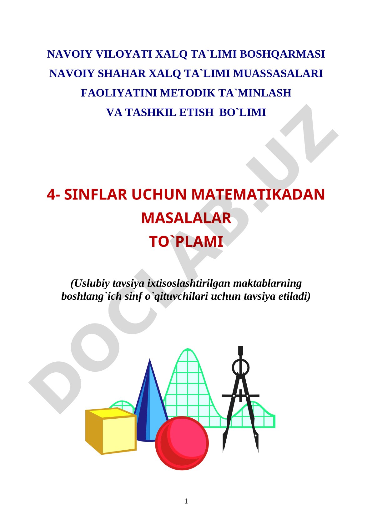 4-sinflar uchun matematikadan masalalar to'plami