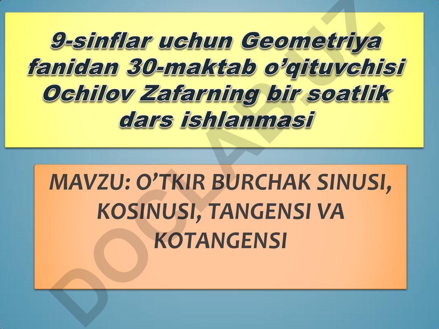 O’tkir burchak sinus, kosinus, tangens va kotangens