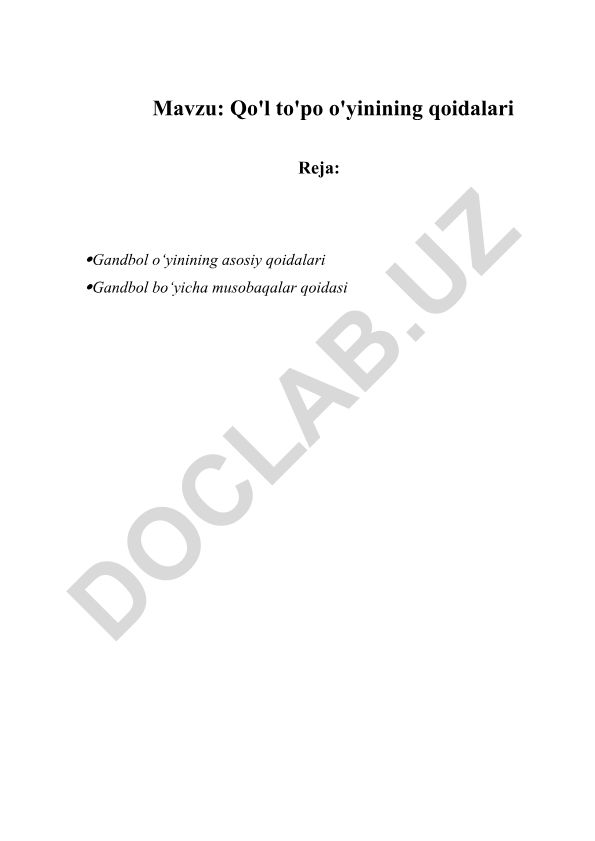 Qo'l to'pi o'yinining qoidalari