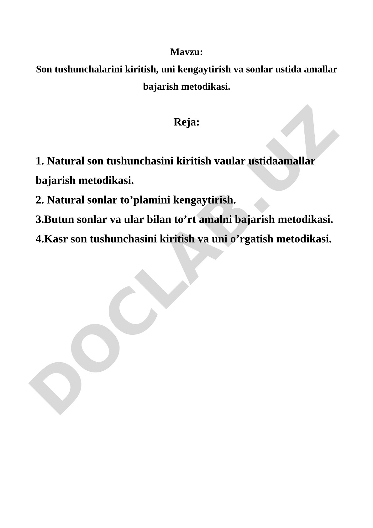Son tushunchalarini kiritish, uni kengaytirish va sonlar ustida amallar bajarish metodikasi