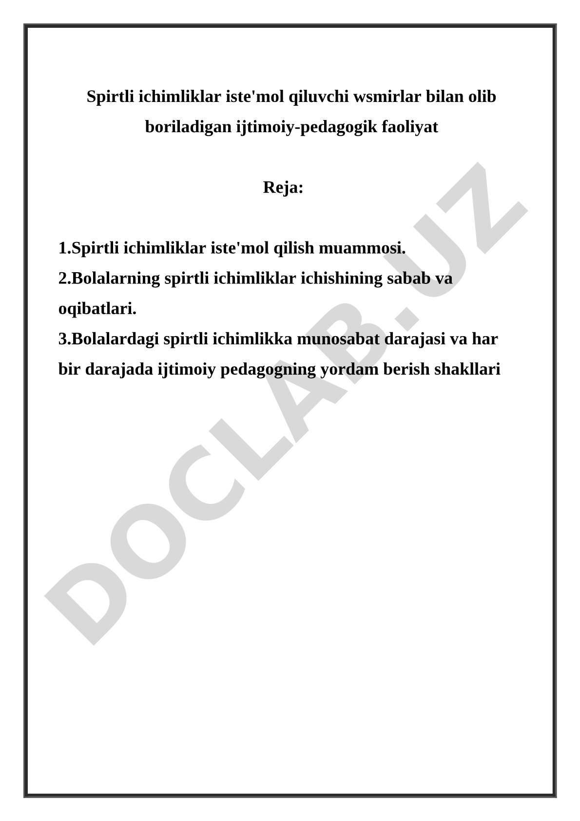 Spirtli ichimliklar iste'mol qiluvchi o'smirlar bilan olib boriladigan ijtimoiy-pedagogik faoliyat