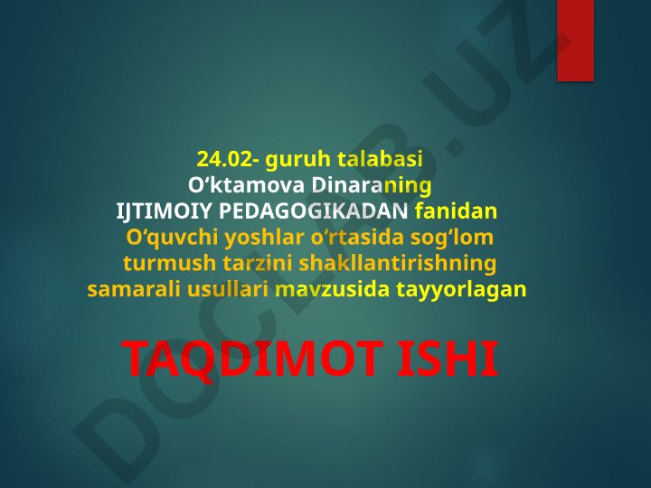 O‘quvchi yoshlar o‘rtasida sog‘lom turmush tarzini shakllantirishning samarali usullari