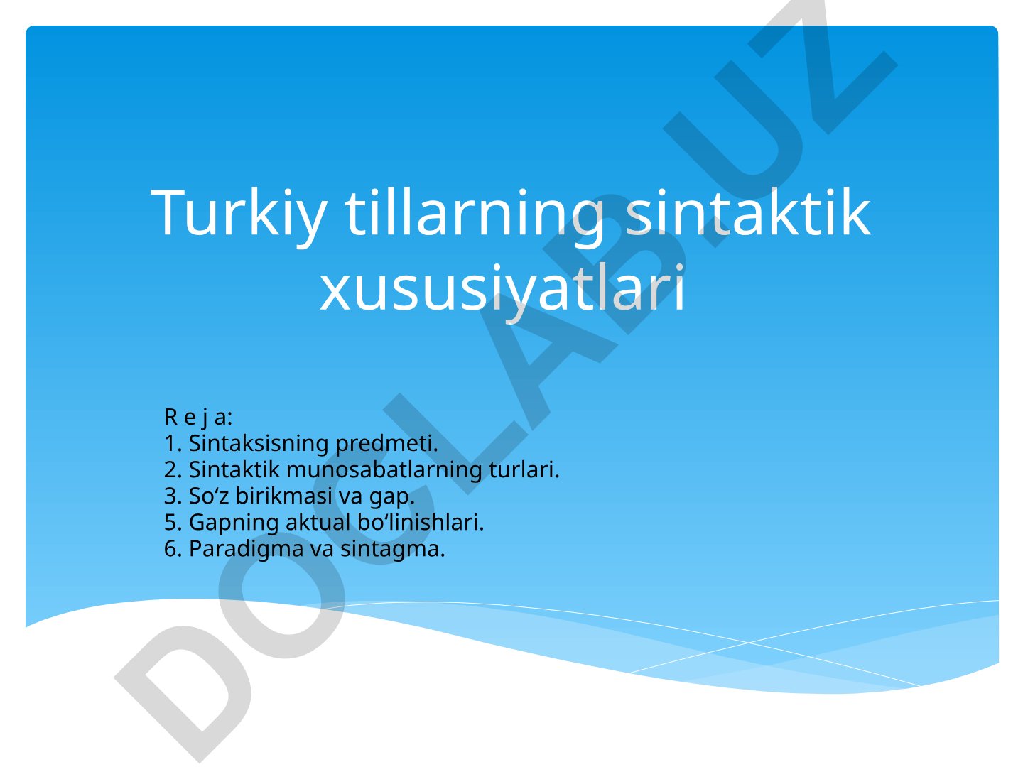 Turkiy tillarning sintaktik xususiyatlari