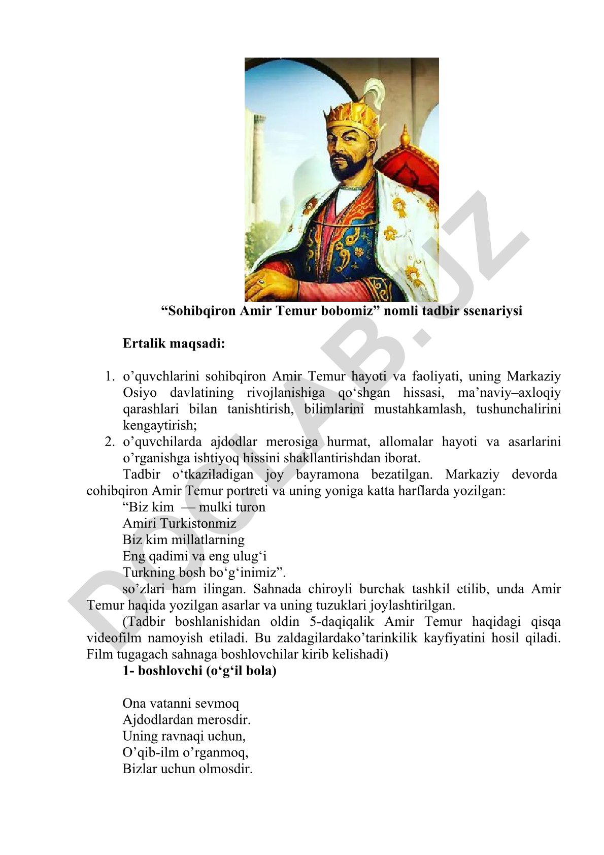 Sohibqiron Amir Temur hayoti va faoliyati