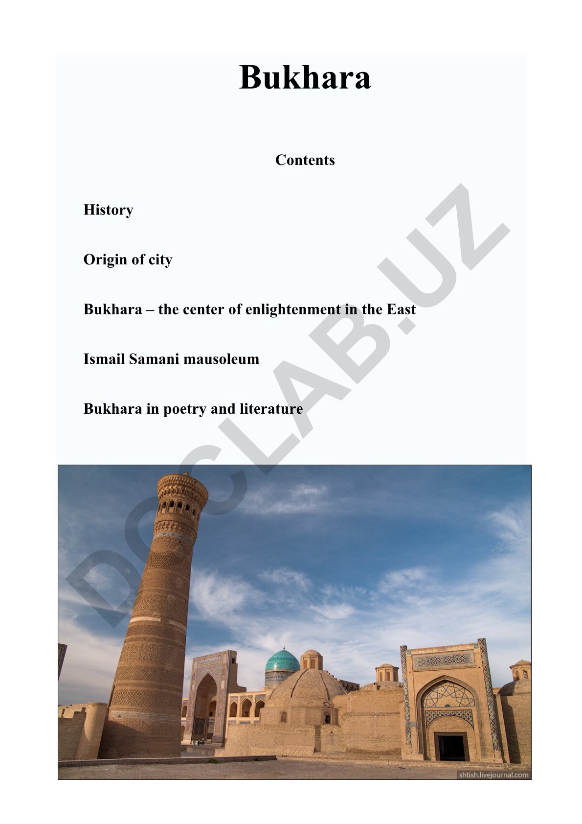 Bukhara: History, Culture and Significance in Central Asia