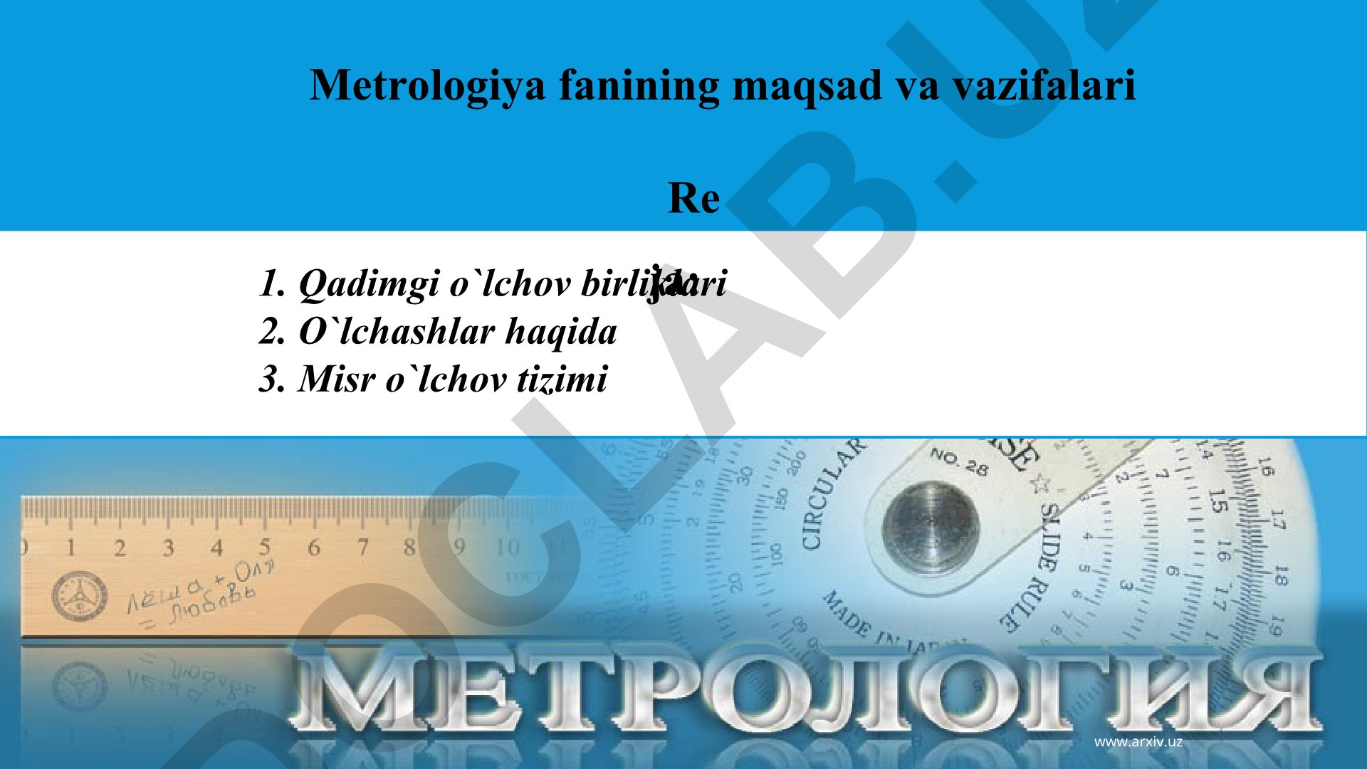 Metrologiya fanining maqsad va vazifalari