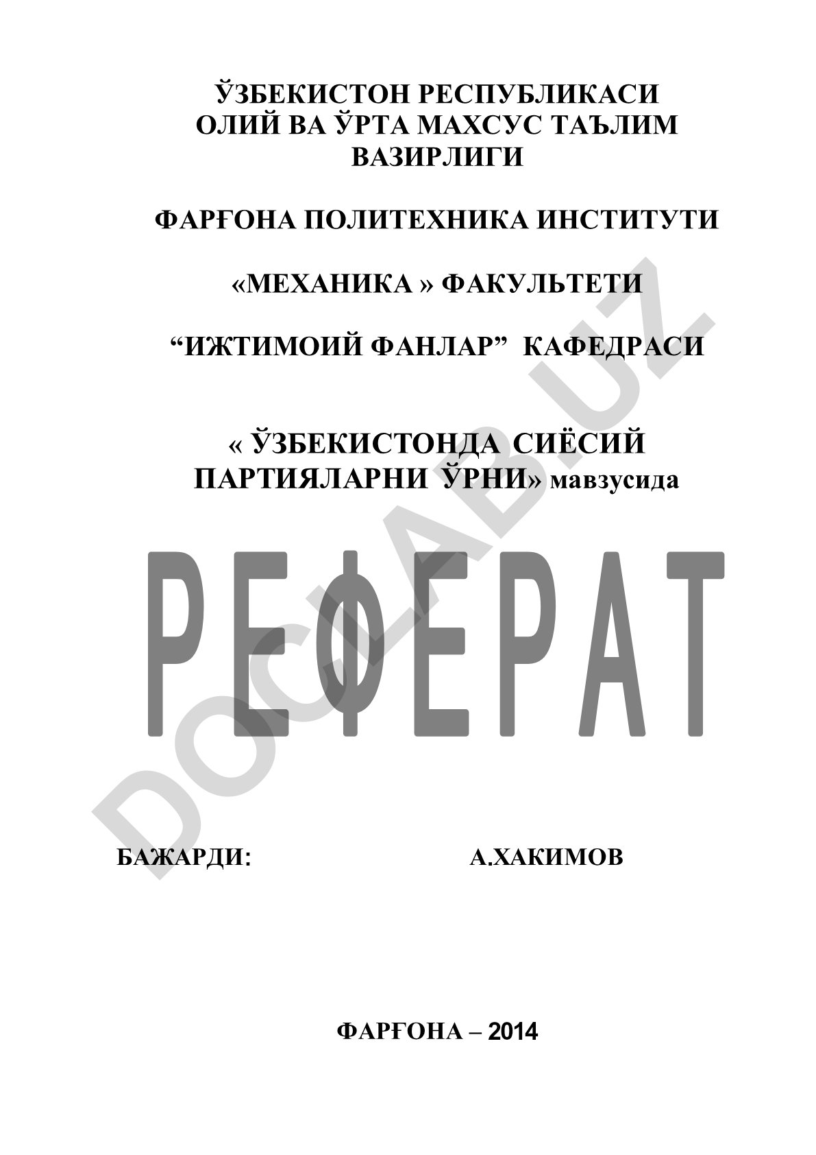 Ўзбекистонда сиёсий партияларни ўрни