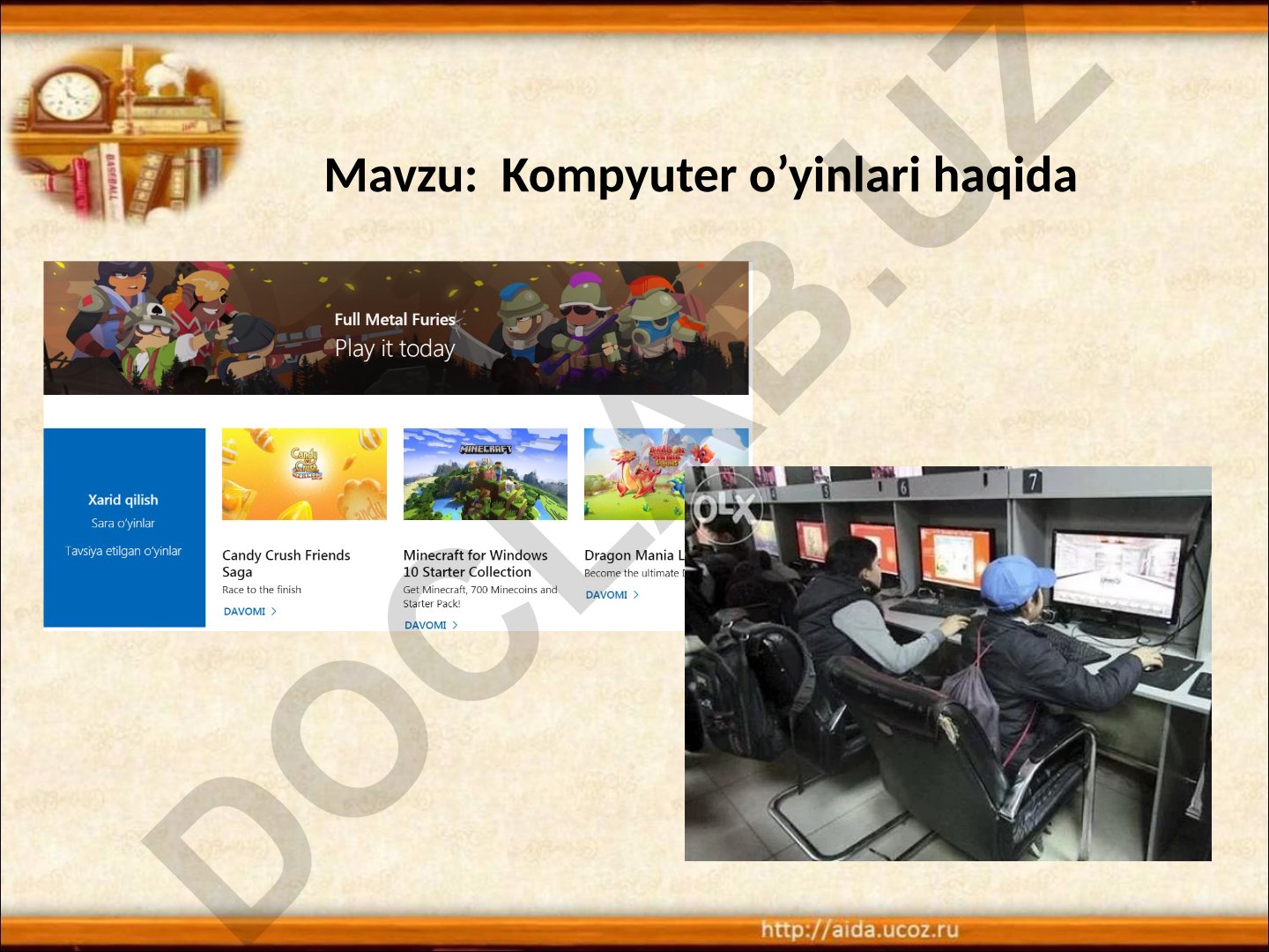 Kompyuter o’yinlari haqida