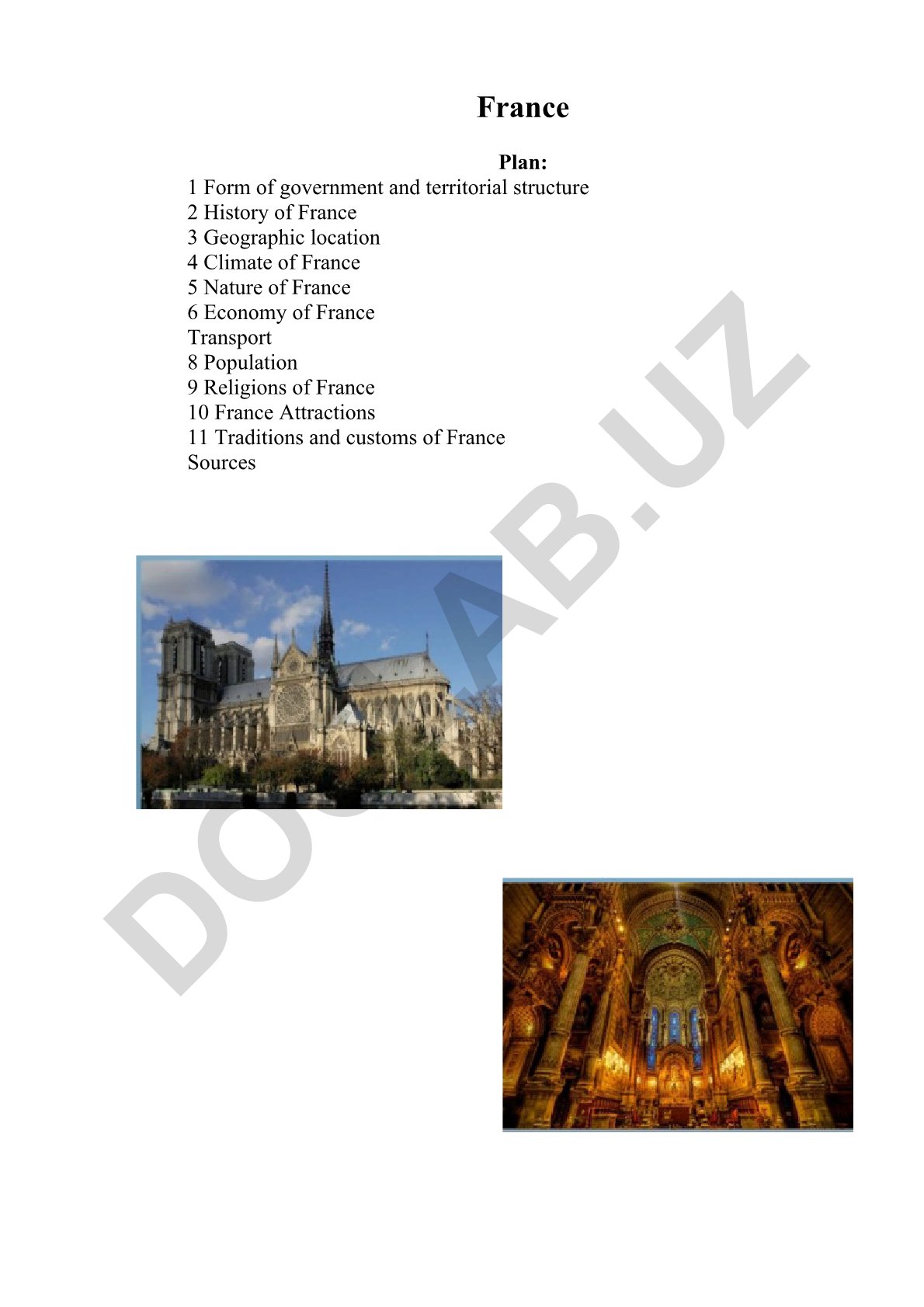 France Plan: Government, History, Geography, Economy and Culture