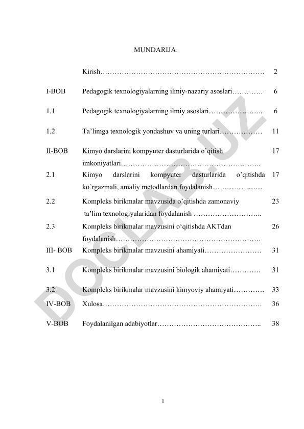 Kimyo darslarida pedagogik texnologiyalar va kompyuter dasturlaridan foydalanish