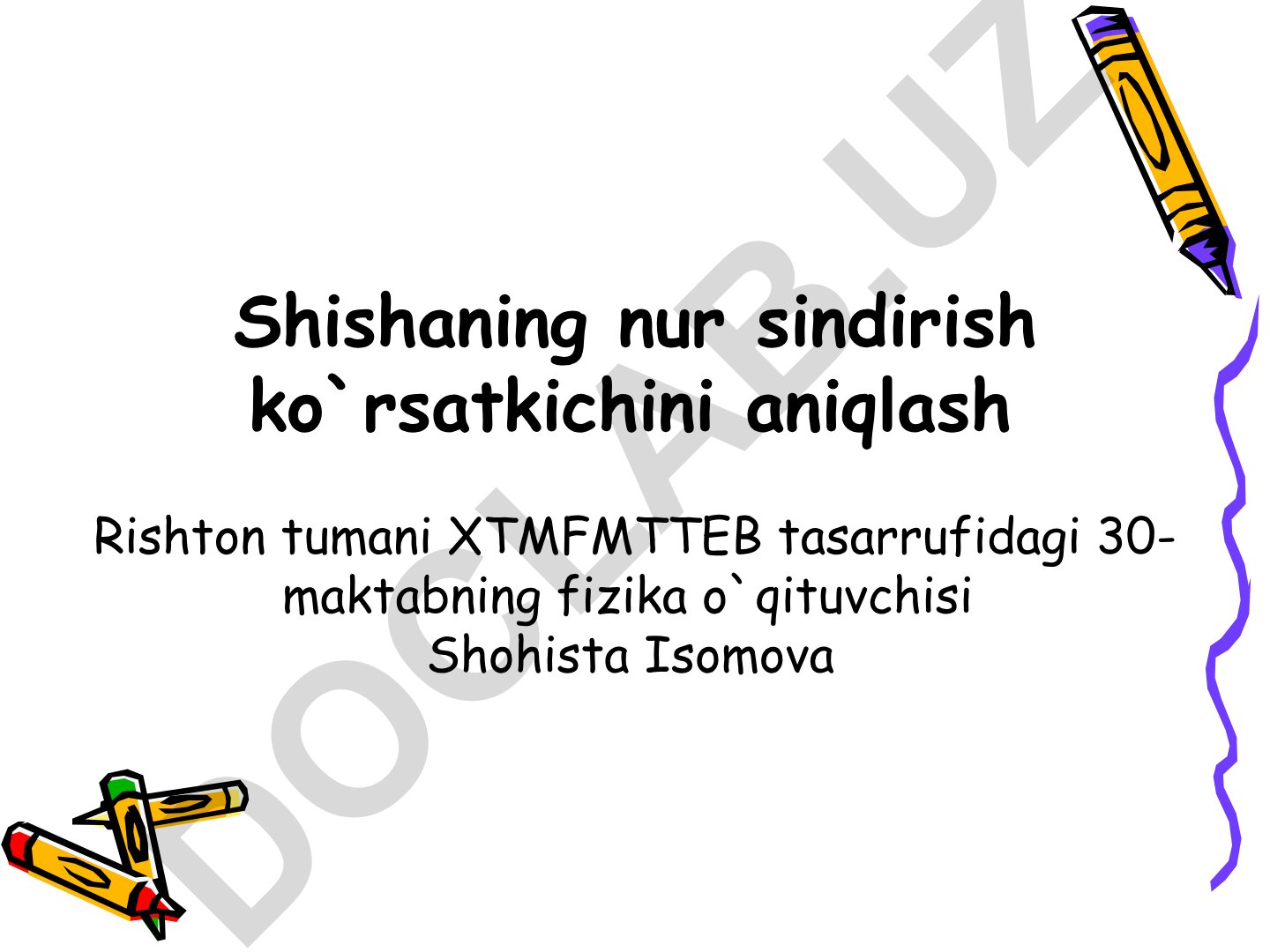 Shishaning nur sindirish ko'rsatkichini aniqlash