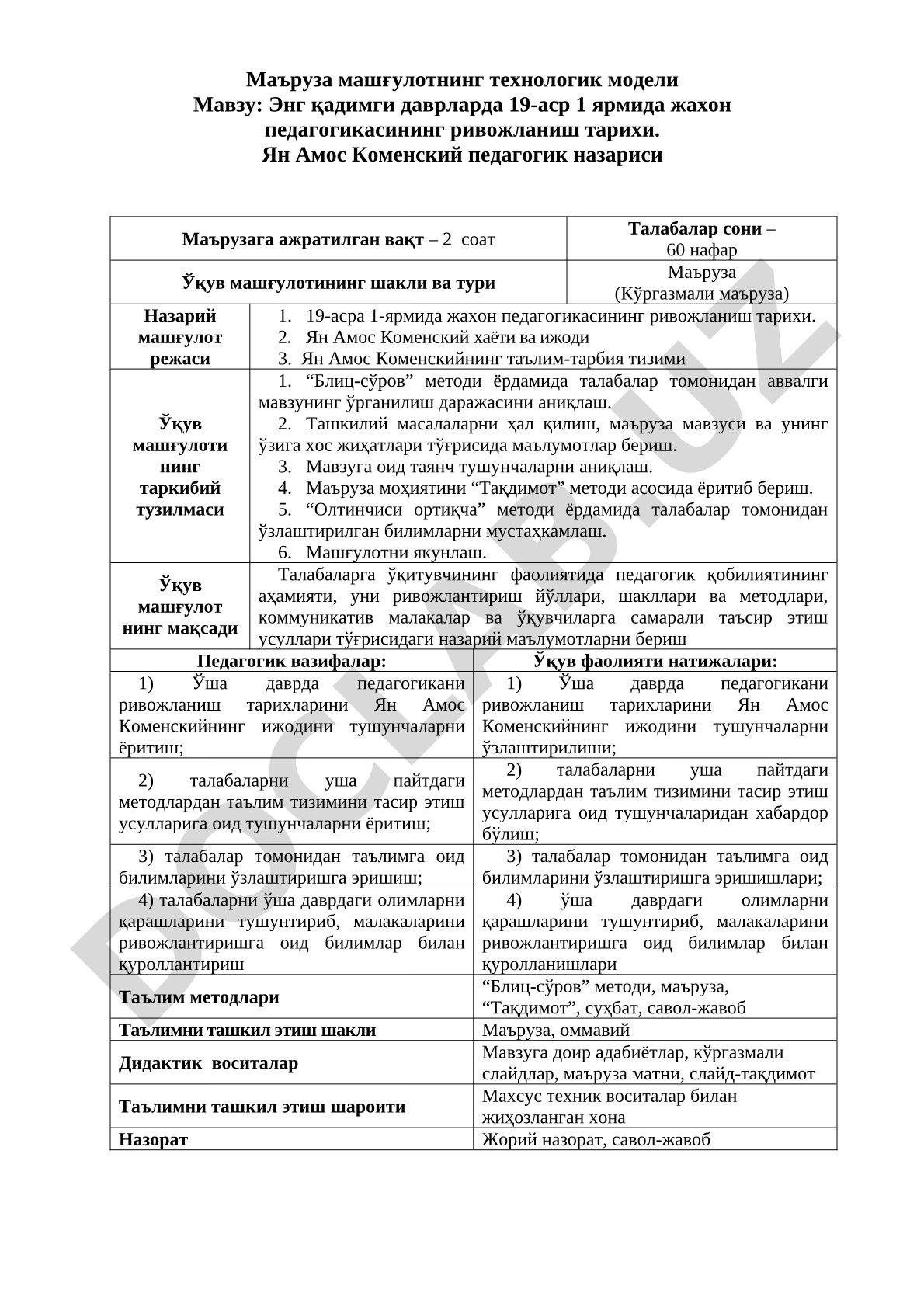Энг қадимги даврларда 19-аср 1 ярмида жахон педагогикасининг ривожланиш тарихи. Ян Амос Коменский педагогик назариси