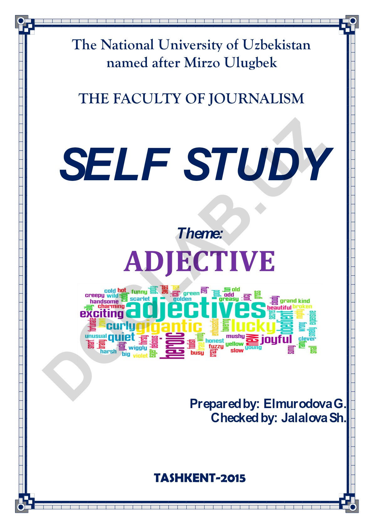 Adjective, its types and categories