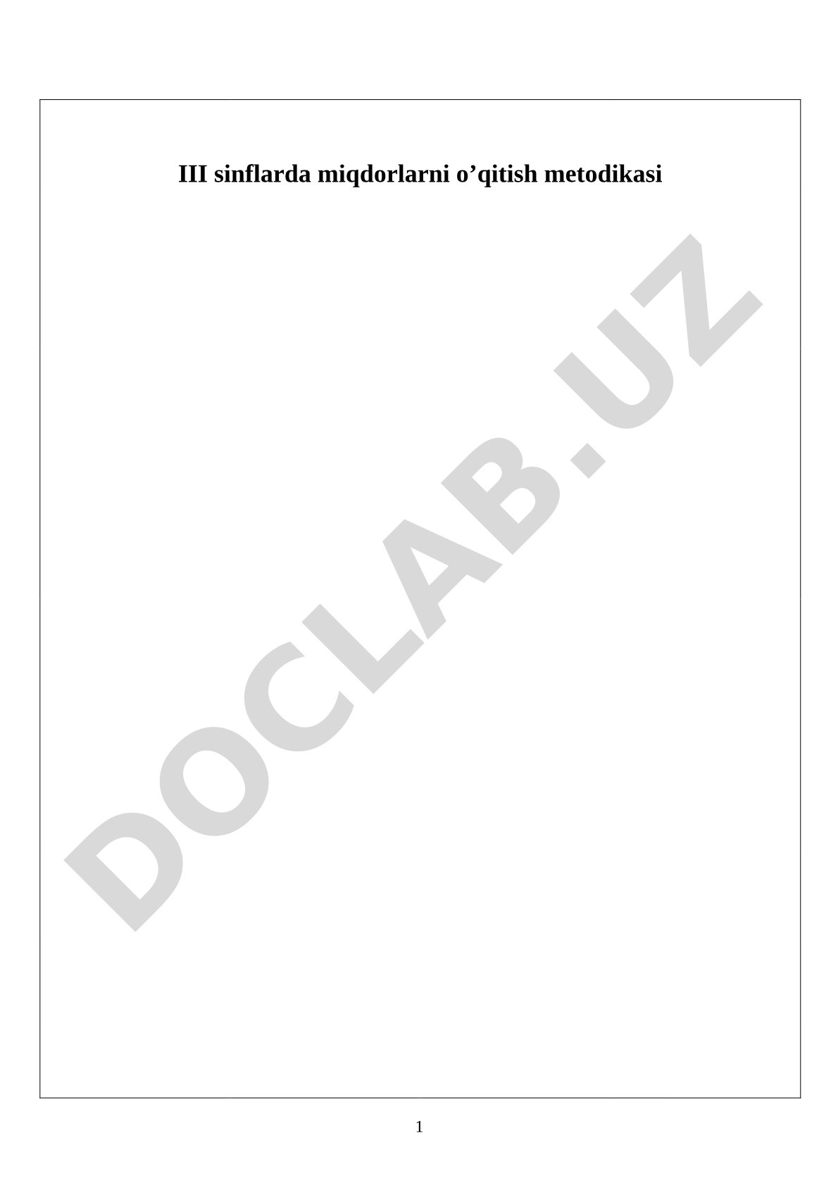 III sinflarda miqdorlarni o'qitish metodikasi