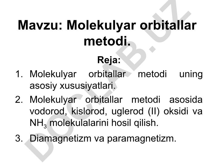 Molekulyar orbitallar metodi