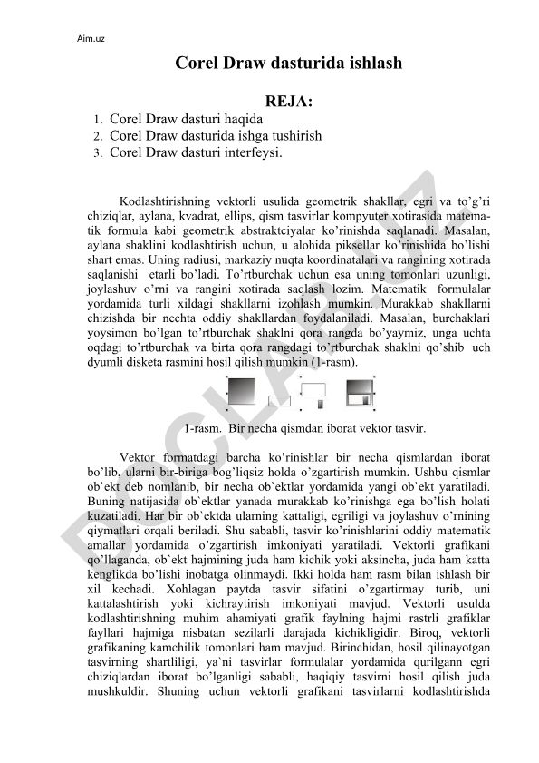 Corel Draw dasturida ishlash