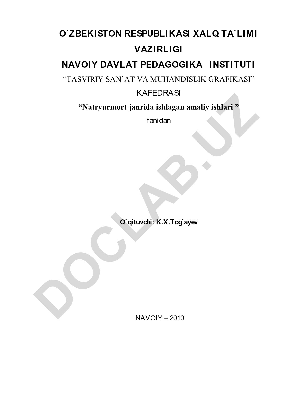 Natryurmort janrida ishlagan amaliy ishlari