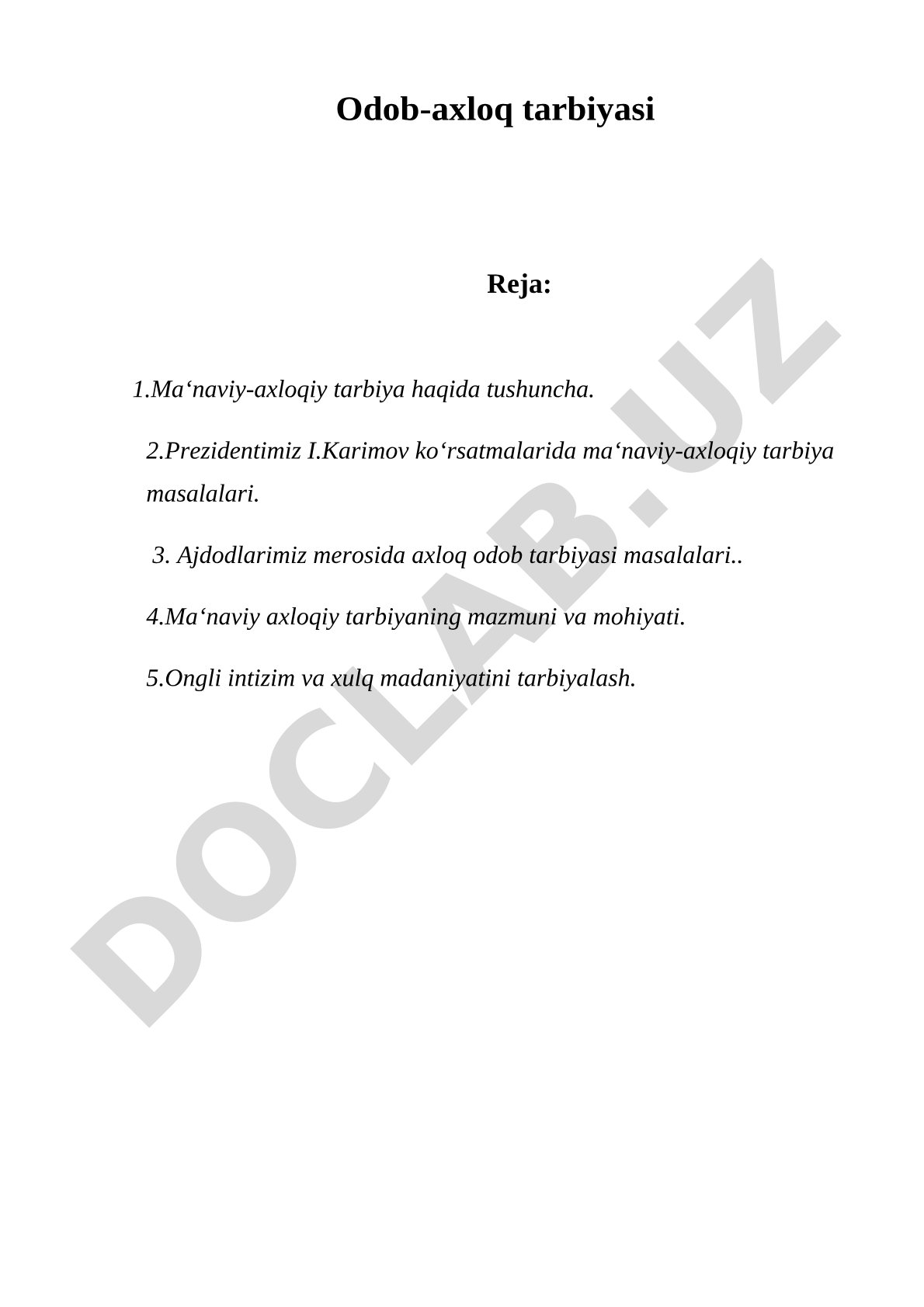 Odob-axloq tarbiyasi