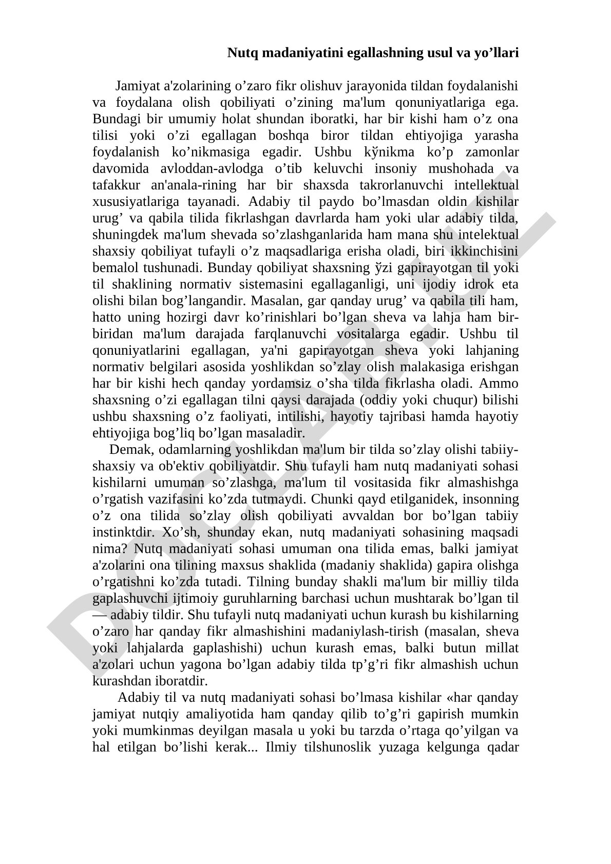 Nutq madaniyatini egallashning usul va yo'llari