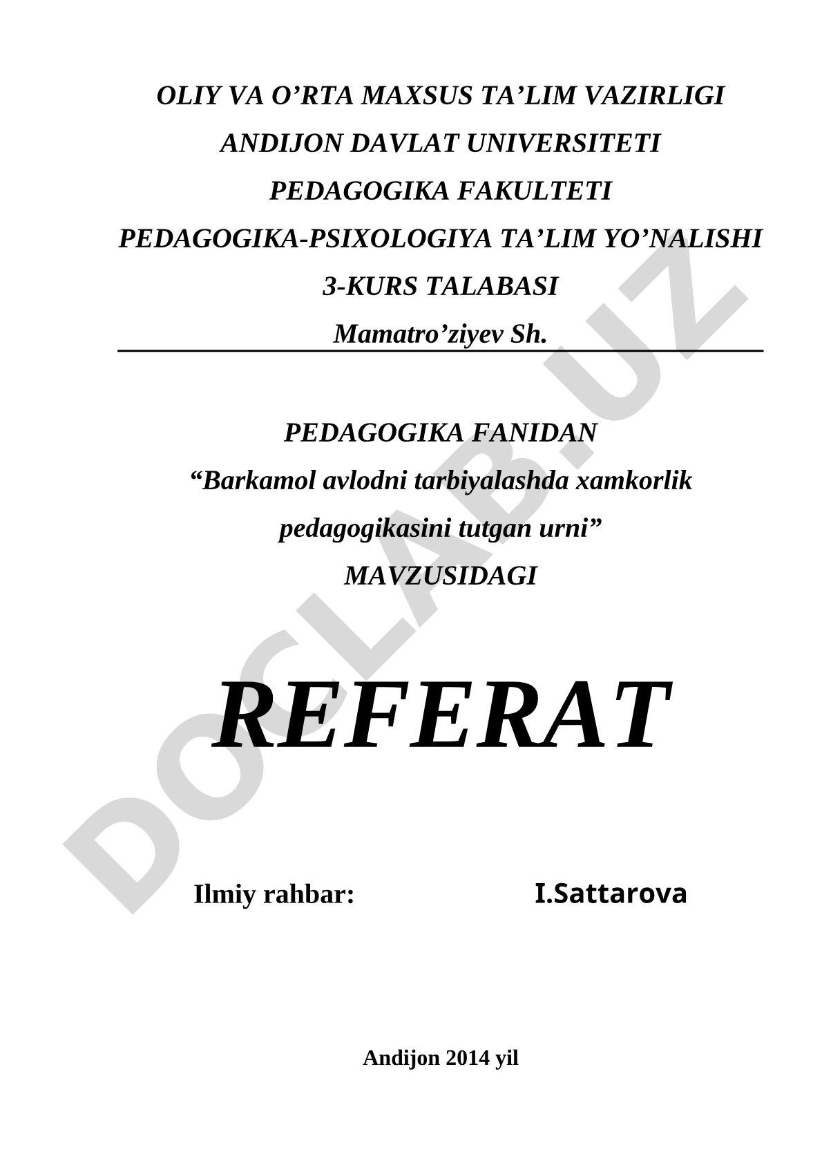 Barkamol avlodni tarbiyalashda hamkorlik pedagogikasining tutgan o'rni