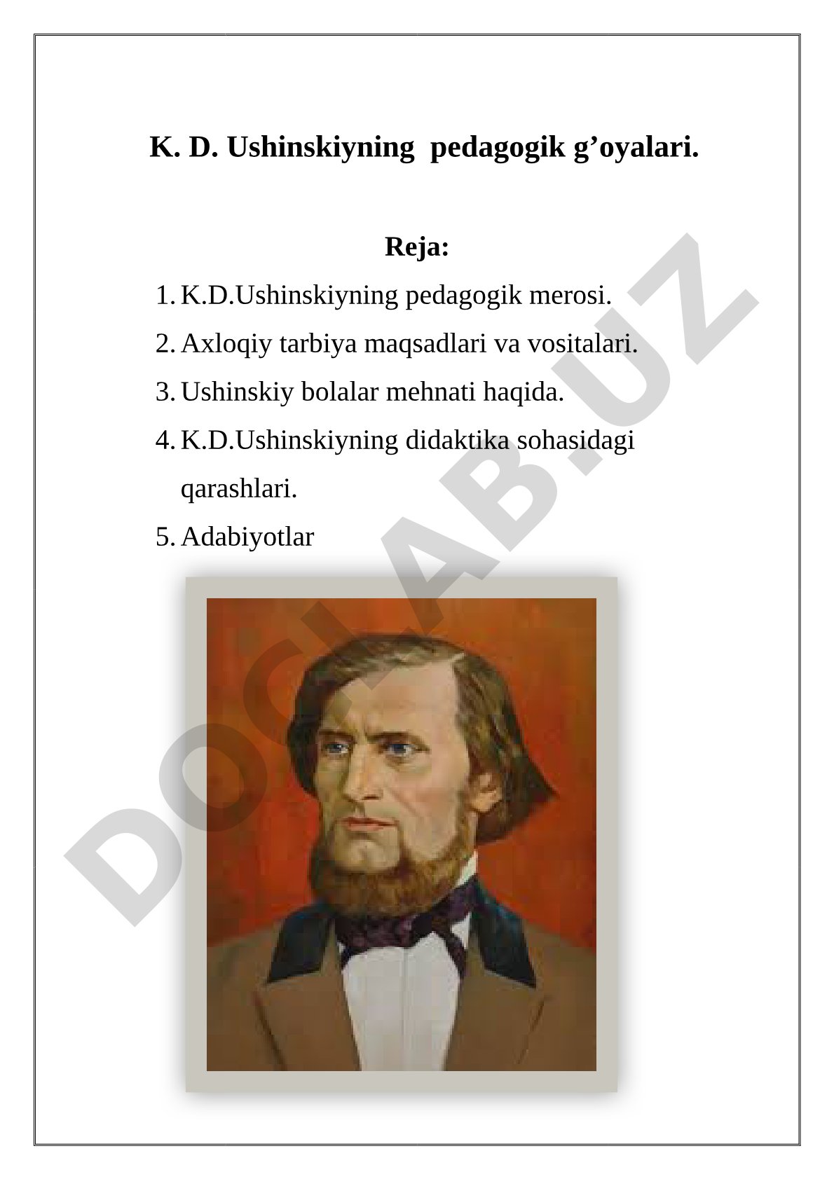 K.D. Ushinskiyning pedagogik g'oyalari