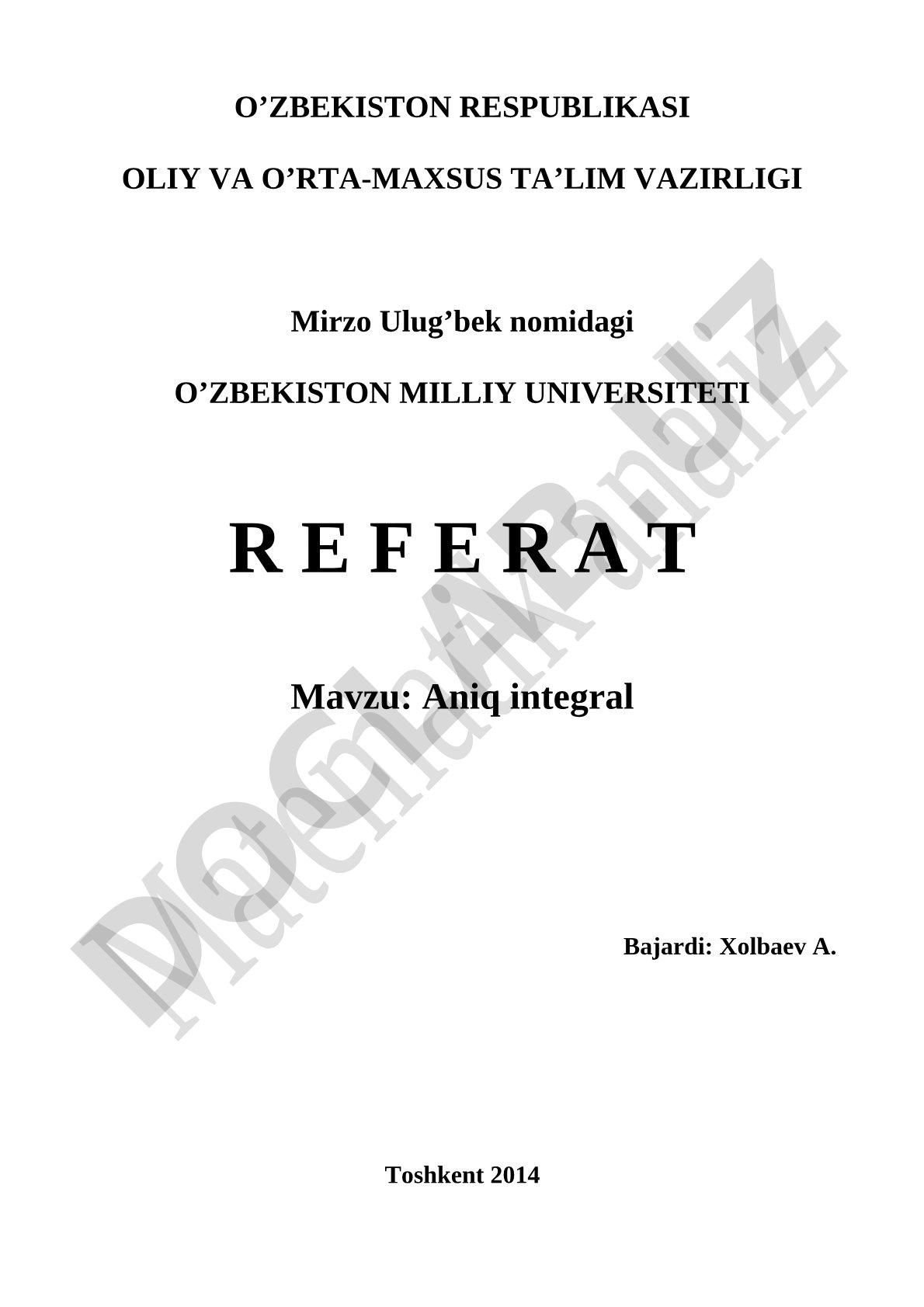 Aniq integral