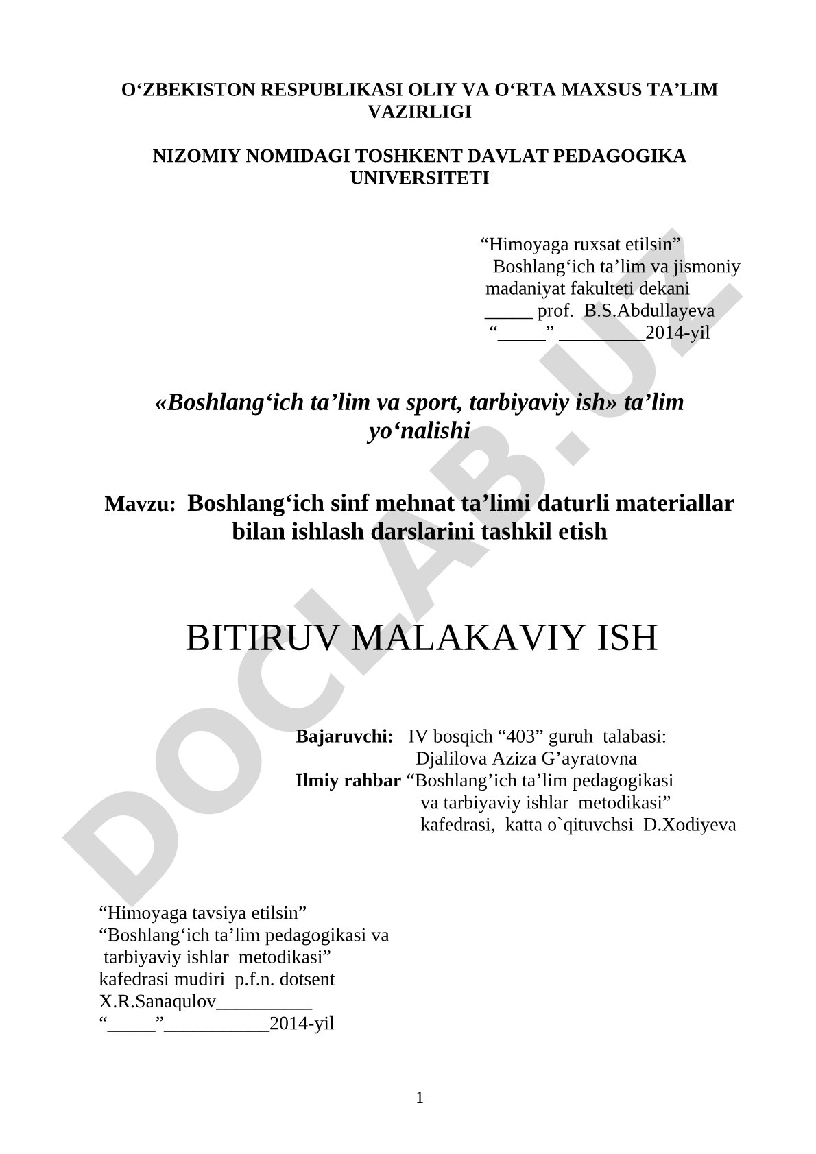 Boshlang'ich sinf mehnat ta'limida turli materiallar bilan ishlash darslarini tashkil etish
