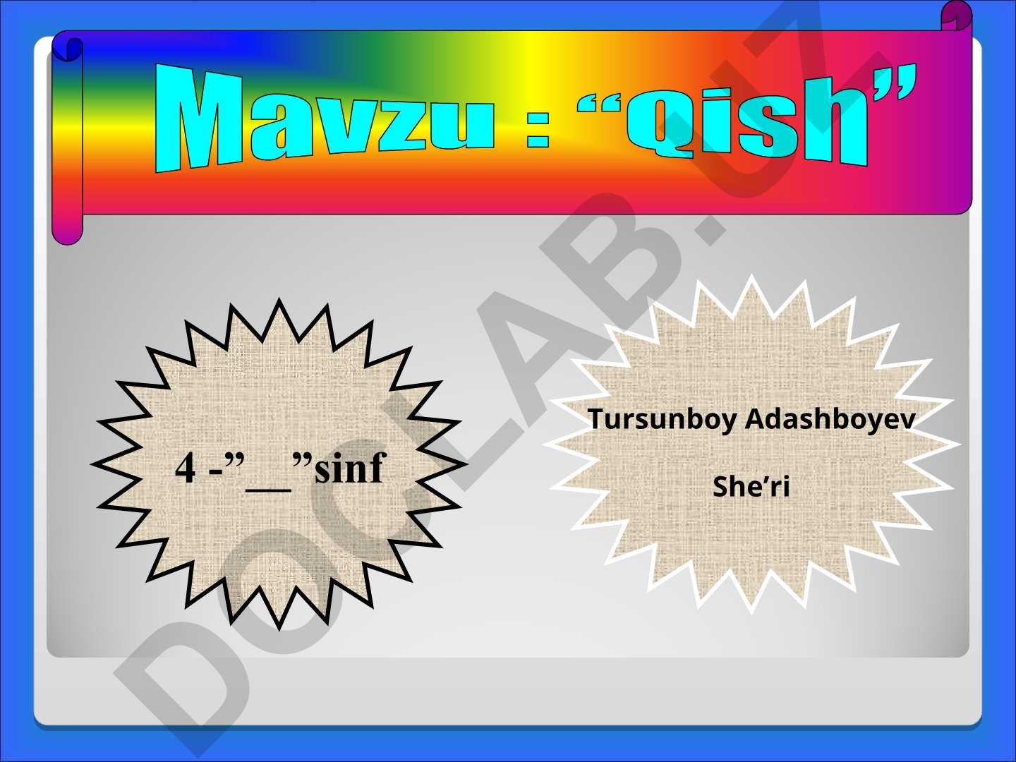 Tursunboy Adashboyev she'ri dars ishlanmasi