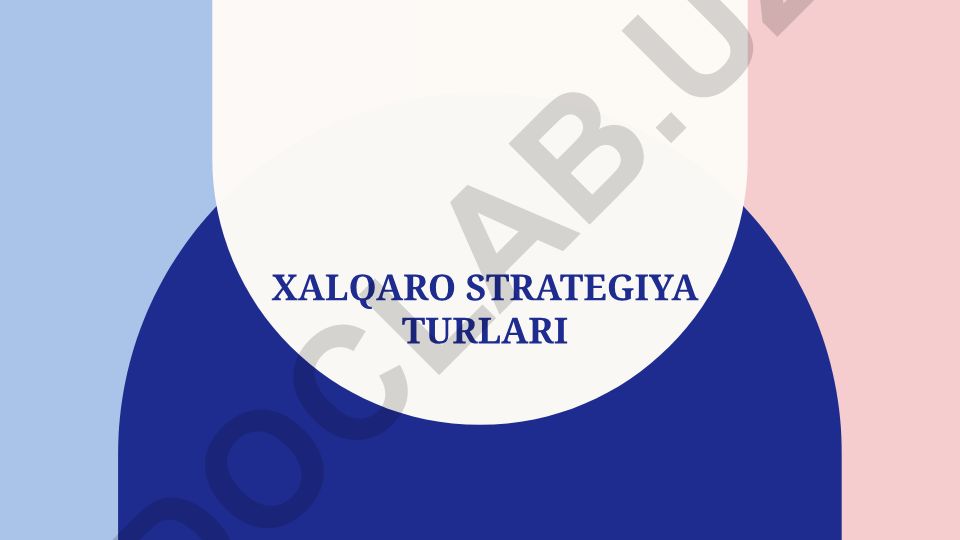 Xalqaro strategiya turlari va mahalliy ishlab chiqarishni rivojlantirish