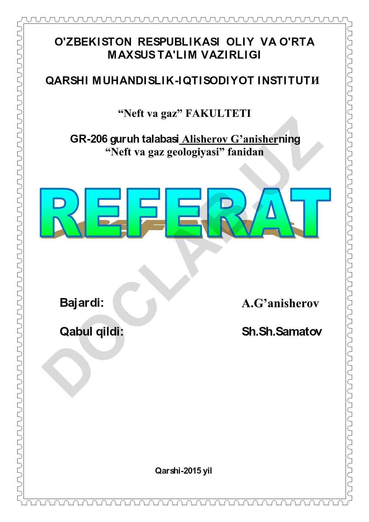 O'zbekiston hududi geologik shakllanishi va neft-gaz geologiyasi