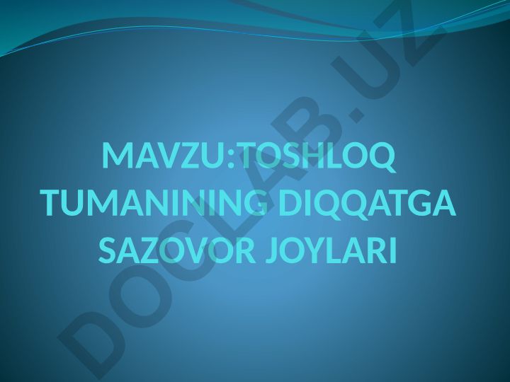 Toshloq tumanining diqqatga sazvor joylari