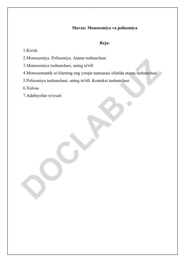 Monosemiya va polisemiya