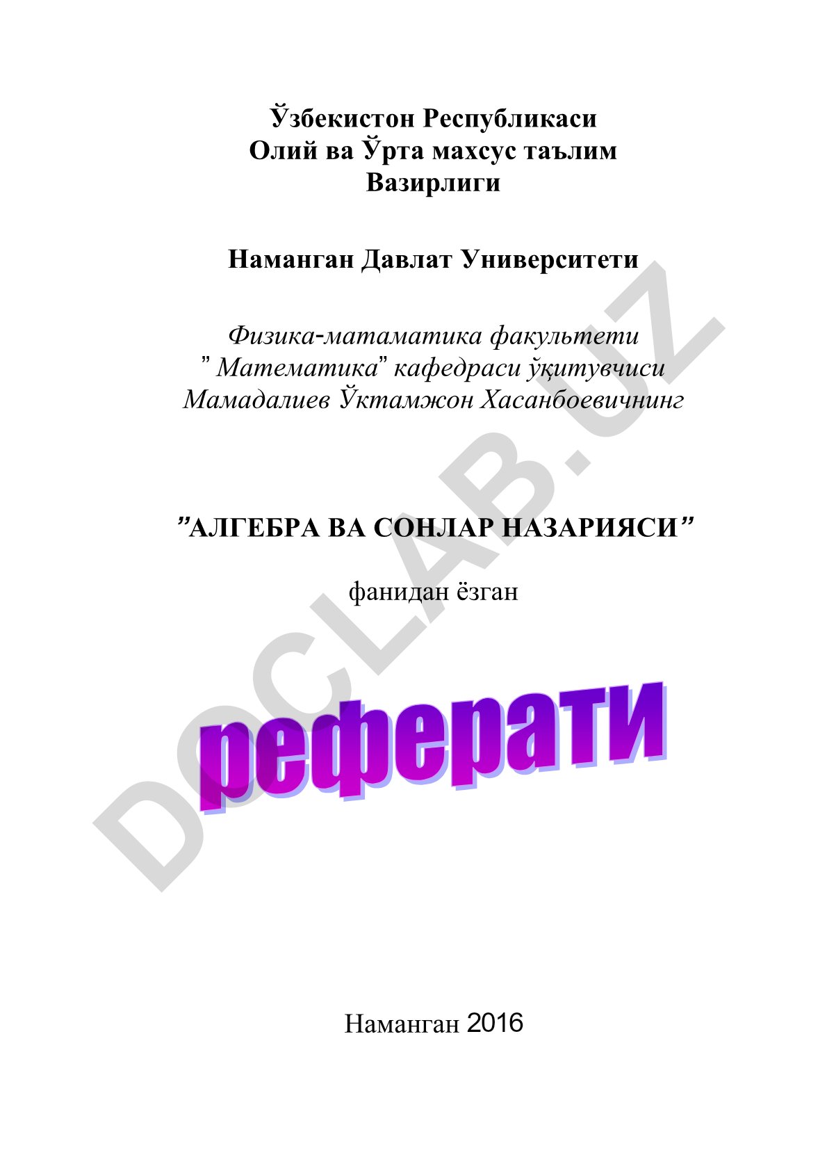 Chiziqli algebra va chiziqli operatorlar