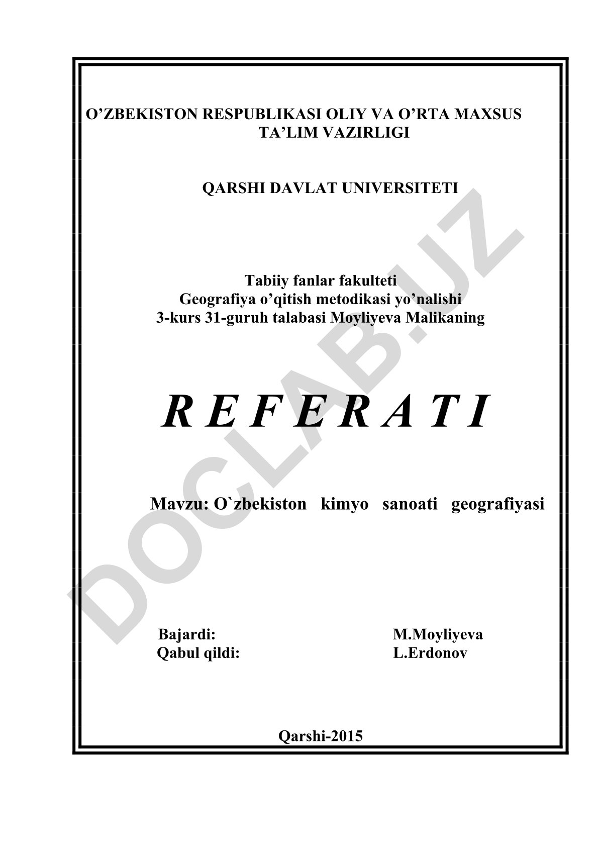 O'zbekiston kimyo sanoati geografiyasi