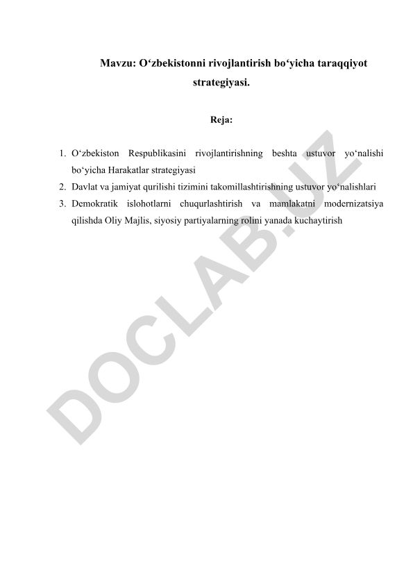 Oʻzbekistonni rivojlantirish boʻyicha taraqqiyot strategiyasi