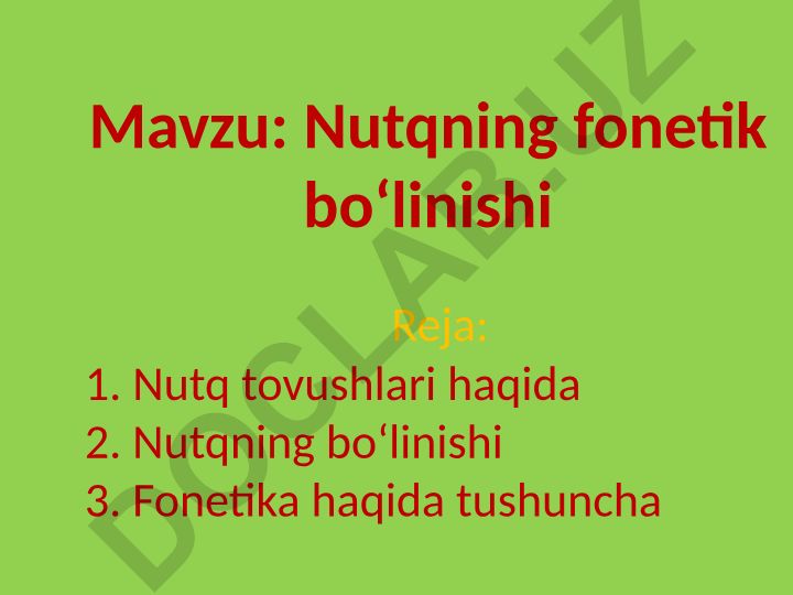 Nutqning fonetik boʻlinishi