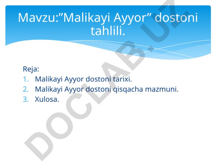 “Malikayi Ayyor” dostoni tahlili