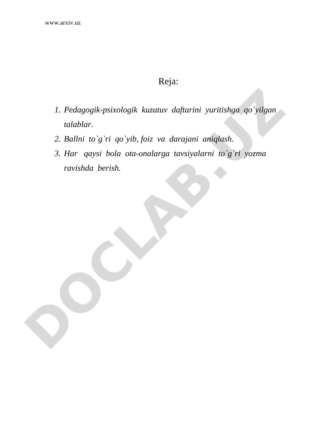 Pedagogik-psixologik kuzatuv daftarini yuritish