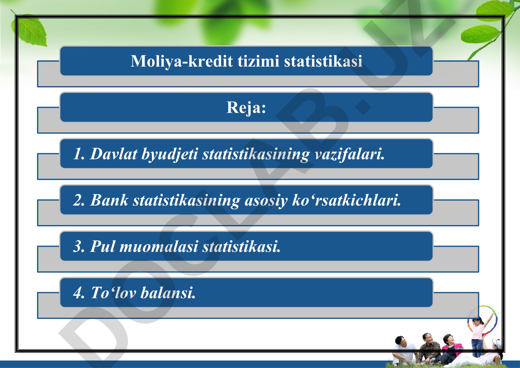 Moliya-kredit tizimi statistikasi