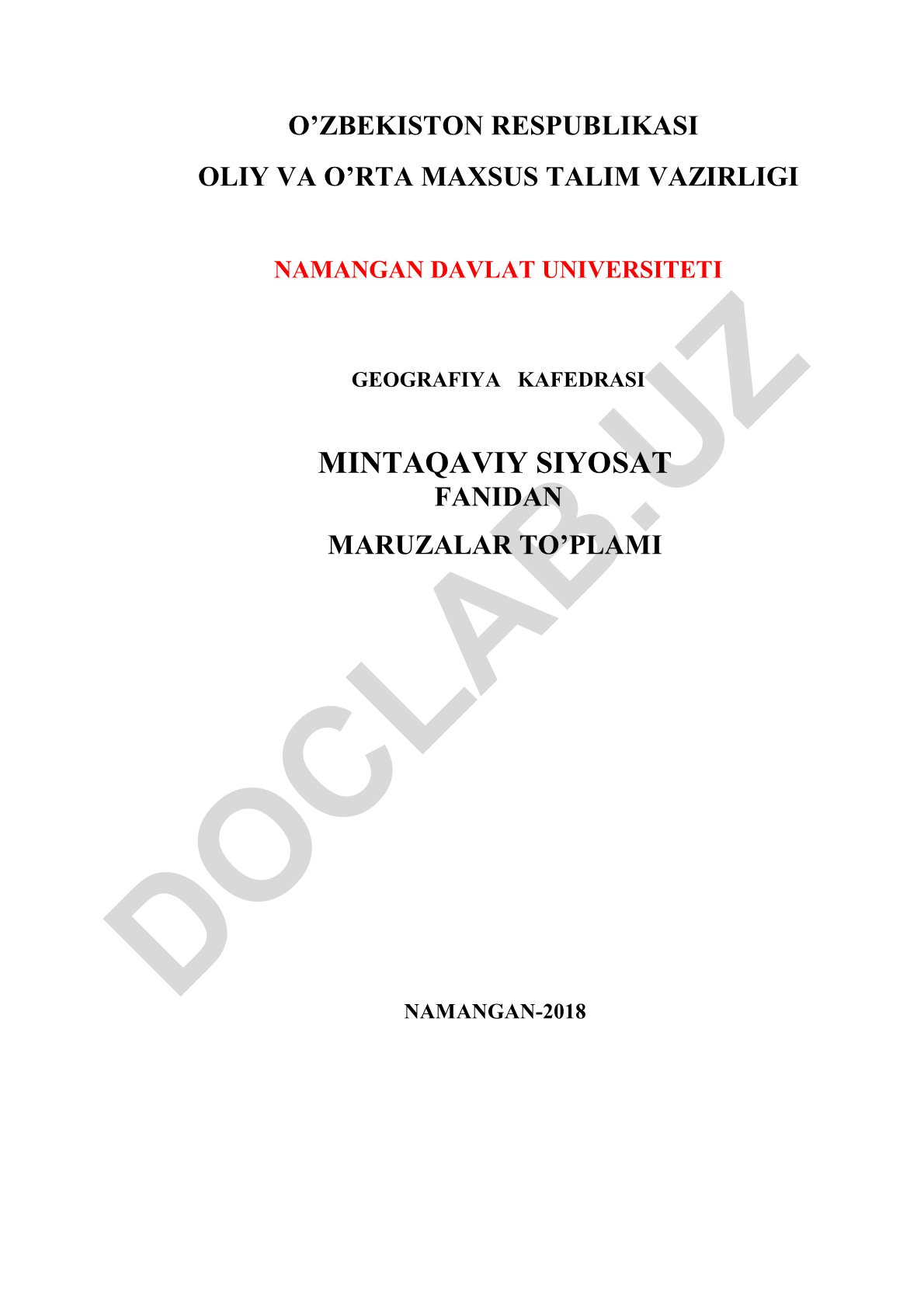 Mintaqaviy siyosatning mazmuni va mohiyati