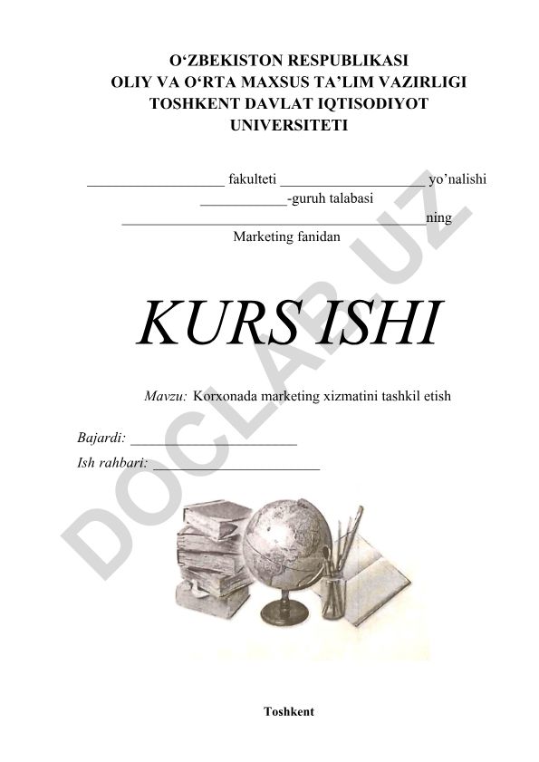 Korxonada marketing xizmatini tashkil etish