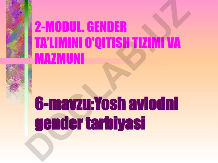 Yosh avlodni gender tarbiyasi