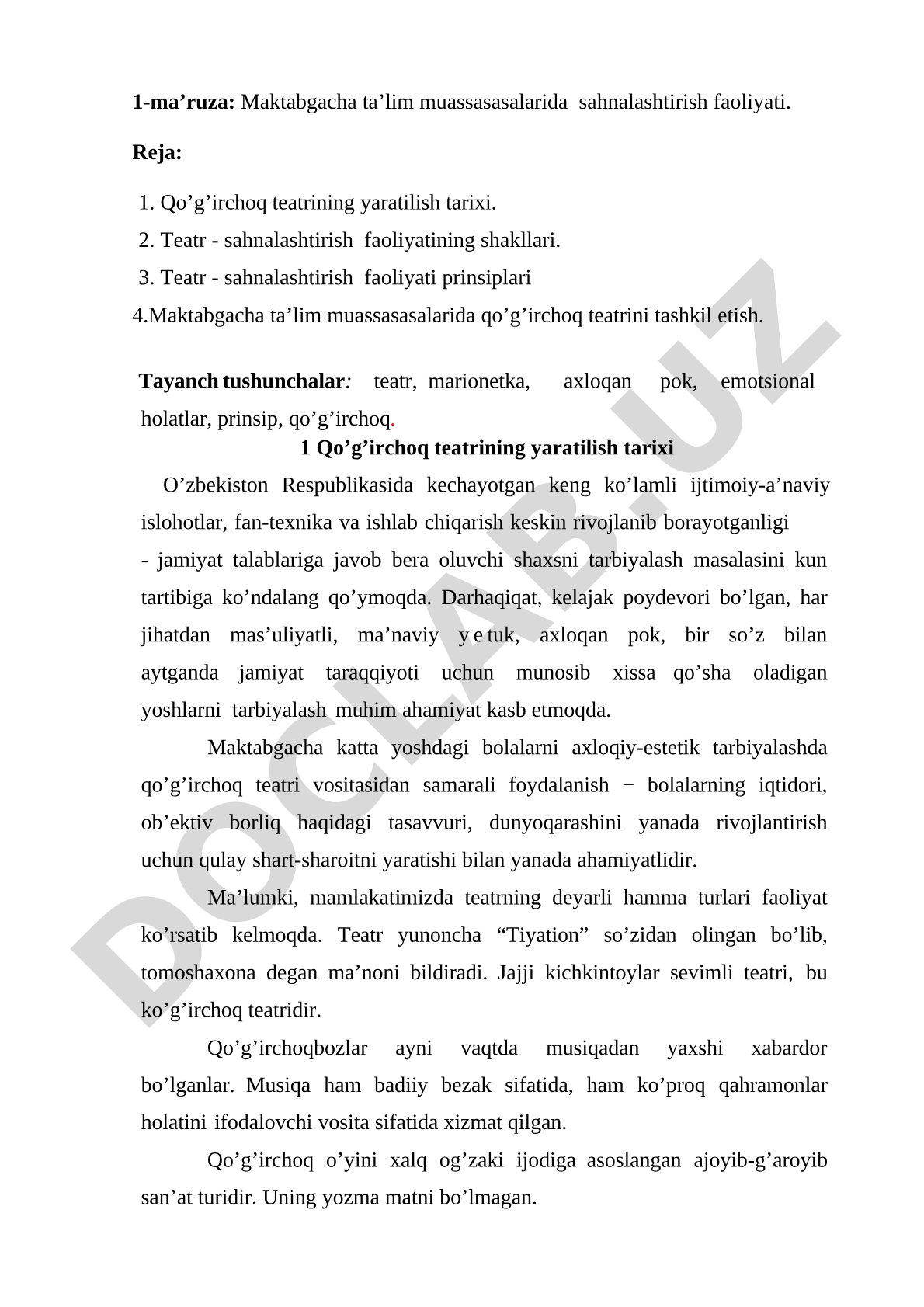 Maktabgacha ta’lim muassasalarida sahnalashtirish faoliyati
